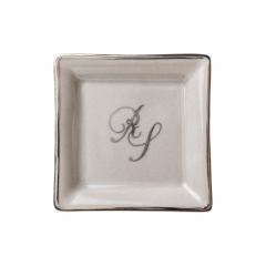 Vuotatasche o posacenere piccolo in porcellana di Limoges Grigio Perla elegante e personalizzabile